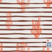 Witte french terry met strepen en cactussen van  "About Blue Fabrics"